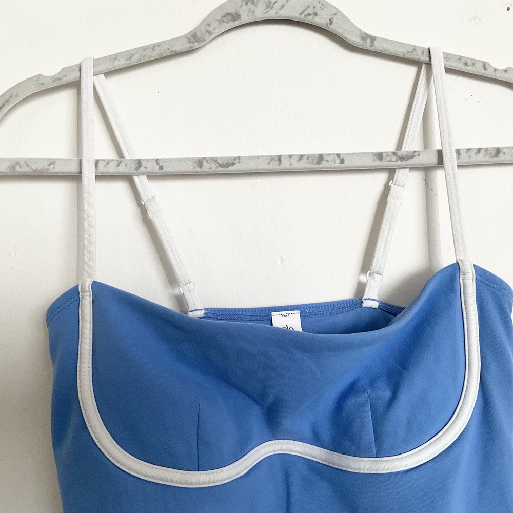 Alo Yoga Airbrush Streamlined Dress Crystal Clear Blue/White Small - Picture 3 of 8